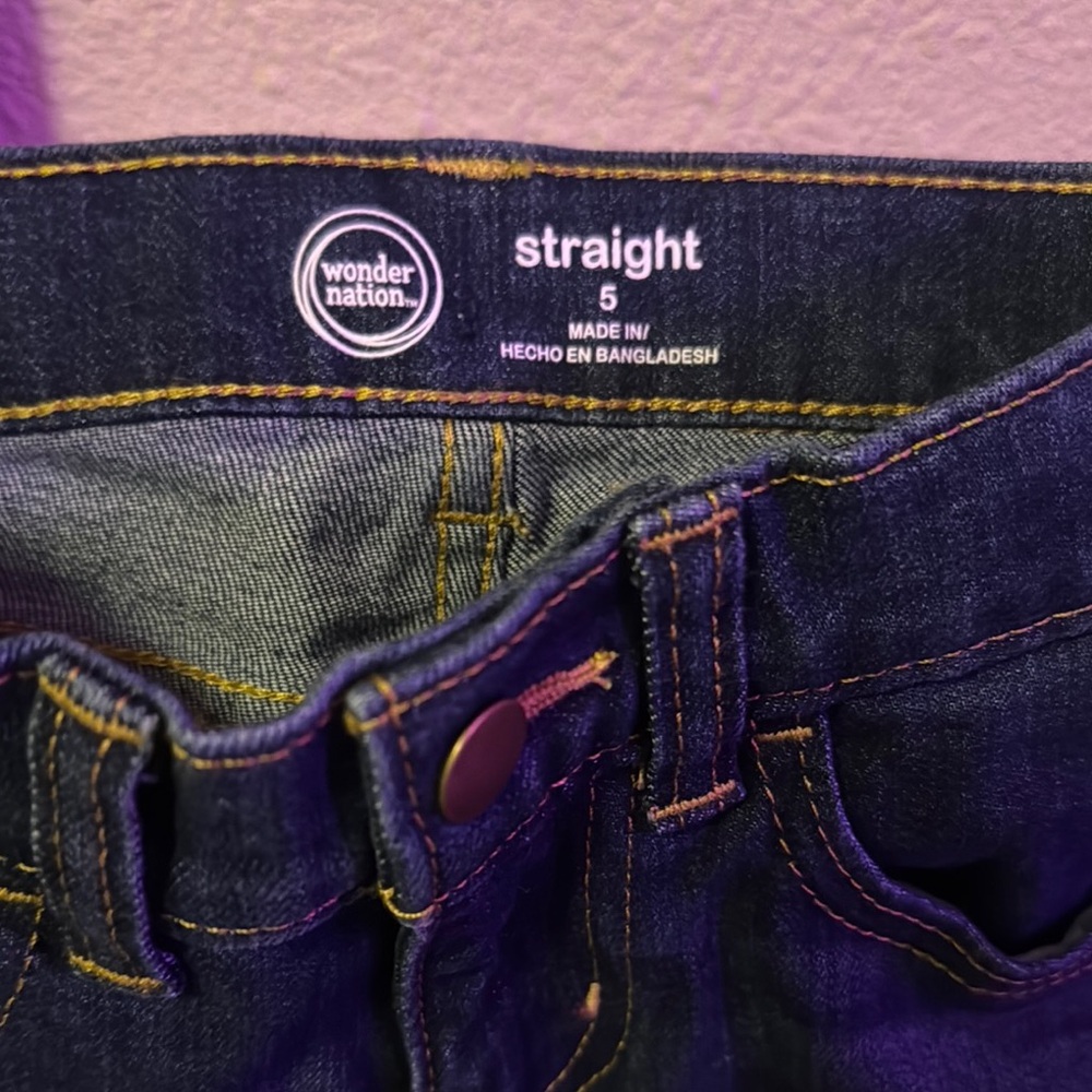 Wonder Nation Women's Straight Jeans - Dark Blue